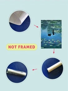 1 bức tranh trang trí hình mèo trên hoa súng sáng tạo, tranh vải sơn dầu chống thấm nước cho phòng khách và phòng ngủ, không khung, áp phích - Nhiều màu - Xem 5