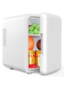 迷你便攜式冰箱，4l/6 罐冷卻器和保溫器，適用於飲料、食品、護膚品等個人尺寸冰箱，適合辦公室、臥室、汽車、露營等 - 白色 - 查看 1