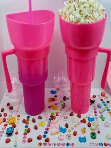 (1 PZ) (1LT) Magic Cup With Snack Plate (500 GR) Stadium Type Changes Color Includes Straw And Decorations + A SURPRISE GIFT - 玫紅色 - 查看 5