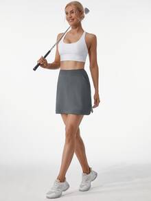 女性瑜伽高爾夫球裙裤帶高腰,內短褲和口袋適用於網球