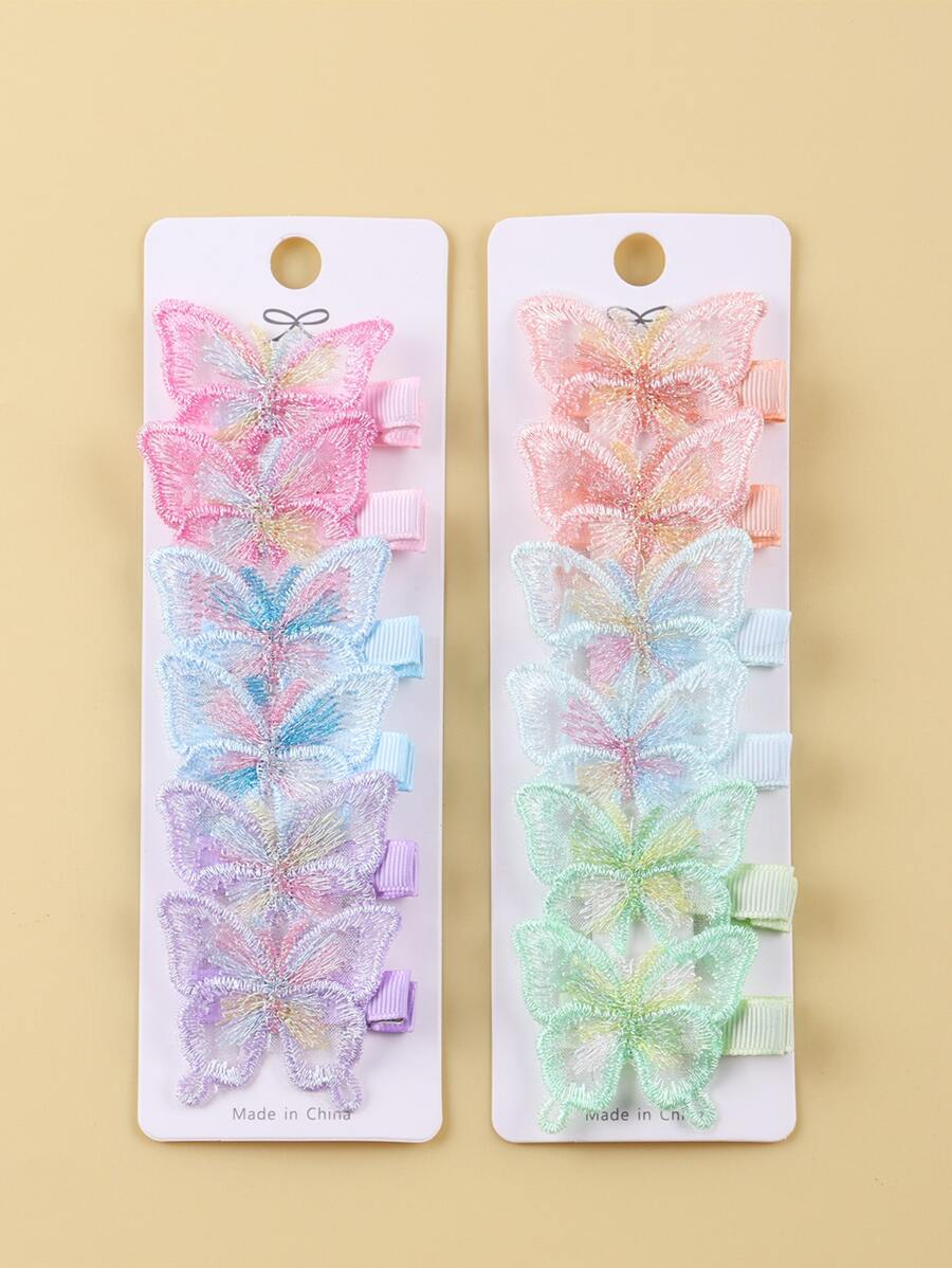 12pcs Infant Hair Accessories Multi-Color Butterfly Hair Clips Love Valentine - Multicolor - View 1