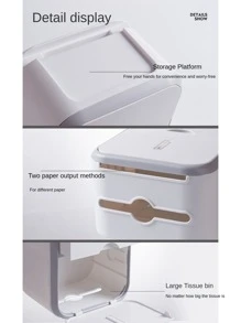 1入綠色牆掛式廁紙架,組合面紙盒,浴室收納置物架,免鑽安裝 - 綠色 - 查看 11