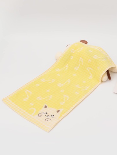 1入組迷人的音樂貓刺繡長毛絨柔軟的洗臉巾帶強的吸水率功能