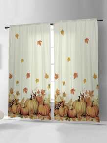 1 Miếng Mùa thu Theo chủ đề Quả bí ngô , Hoa Hướng dương , Trái cây , lá phong , Thực vật & Hình hoa In Cửa sổ Rèm - Đầy màu sắc - Xem 3