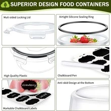 50 PCS Food Storage Containers with Lids Airtight, Plastic Lunch Containers for Pantry Kitchen Organization Storage (25 Lids + 25 Containers), Meal Prep containers with Labels & Marker - Black - View 7