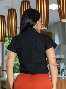 Women Denim Jackets & Coats - 黑色 - 查看 2