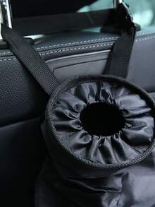 1pc Black Car Trash Bag Hanging On Seat Back, Universal Car Organizer Bag Keeps Your Car Clean - Black - View 5