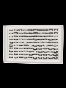 10 件 1 包 简约款式随机款式随机尺寸黑色油滴几何戒指 适合送礼 - 彩色 - 查看 3