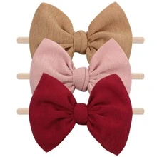 3 PCS PER SET Girls Nylon Headbands Bows Handmade Hair Hairbands Accessories For Girls