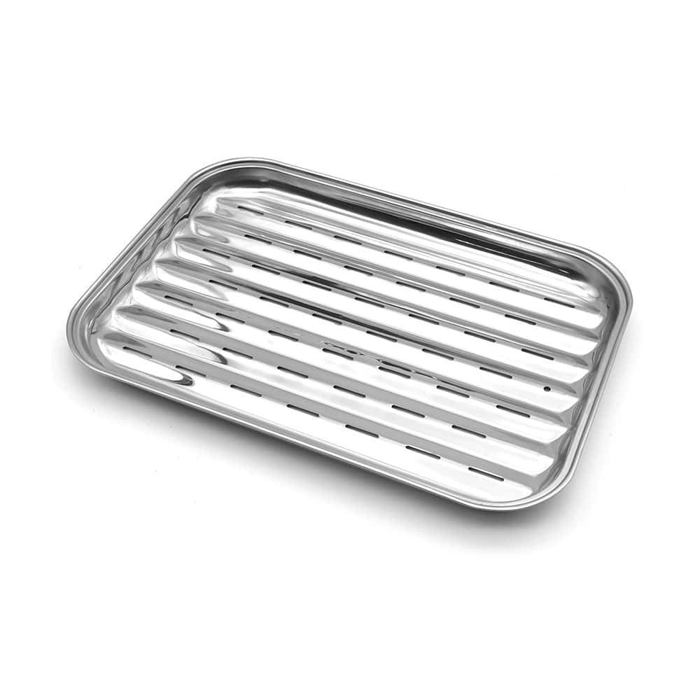Stainless Steel Square BBQ Cooking Grill Pan 1 Pc - Silver - View 1