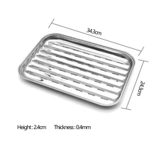 Stainless Steel Square BBQ Cooking Grill Pan 1 Pc - Silver - View 3