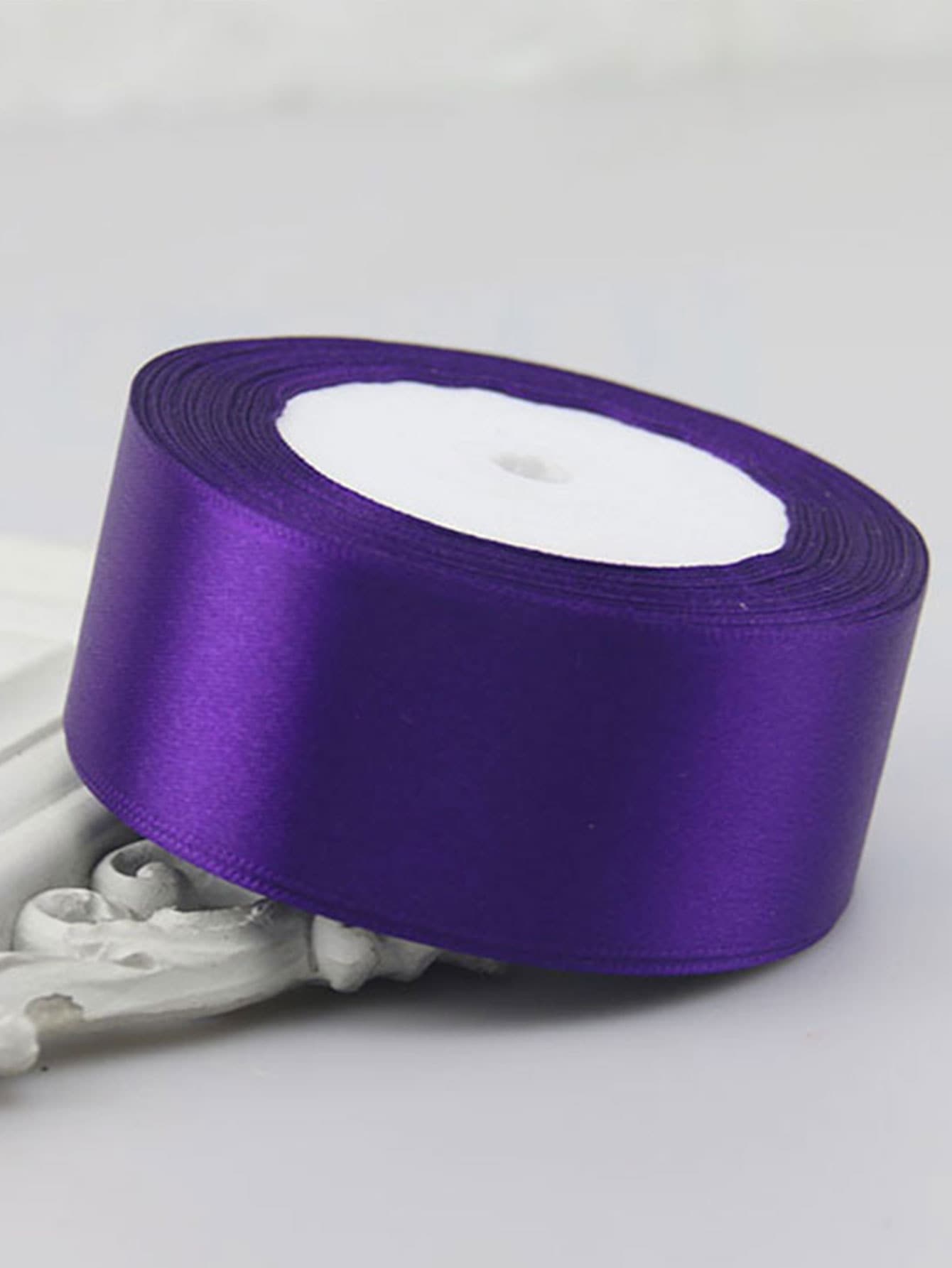 1 Cuộn Ruy Băng Satin Rộng 0,6cm/4cm Dùng Làm Nơ, Trang Trí Bánh, Gói Quà, - Màu tím - Xem 1