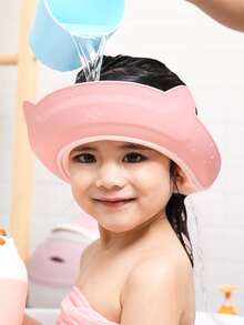 1入組可愛的矽膠嬰兒沐浴帽,帶有動物和皇冠造型,可保護耳朵,鼻子和眼睛 - 粉色 - 查看 6