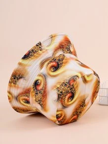 1pc Ladies' Fashionable Graffiti Pattern Bucket Hat, Suitable For Outdoor Activities - Yellow - View 3