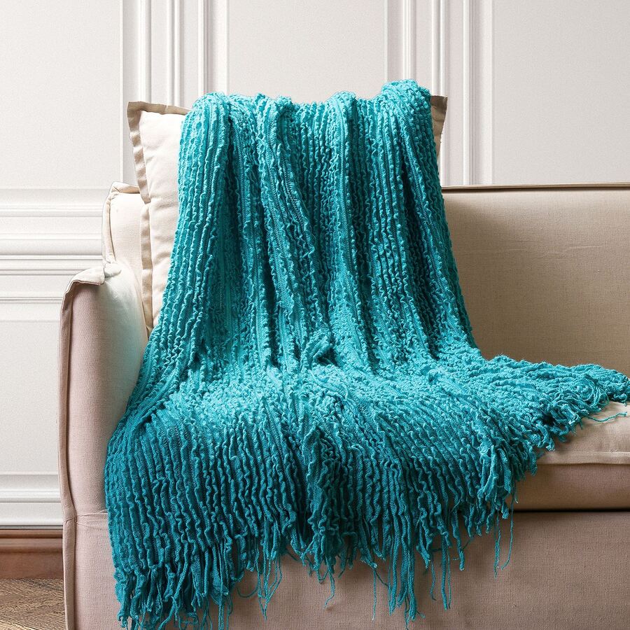 1 pc BLANKET PLEAT THROW ,TEAL,50X60IN(Pax Pleat Throw) - Teal Blue - View 1
