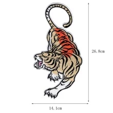 1雙刺繡老虎織物貼布,自黏式裝飾花卉適用於皮夾,衣服,牛仔褲 - 棕色 - 查看 3