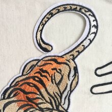 1雙刺繡老虎織物貼布,自黏式裝飾花卉適用於皮夾,衣服,牛仔褲 - 棕色 - 查看 4