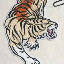 1雙刺繡老虎織物貼布,自黏式裝飾花卉適用於皮夾,衣服,牛仔褲 - 棕色 - 查看 5