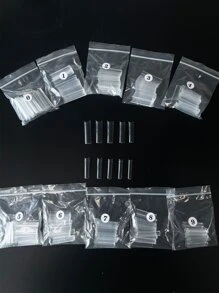 500入組不帶C形彎曲的XXL方形直指假指甲，半覆蓋式自然超長假指甲，壓克力指甲供應 - 無色 - 查看 3