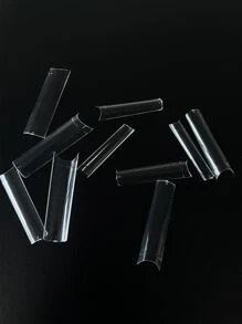 500入組不帶C形彎曲的XXL方形直指假指甲，半覆蓋式自然超長假指甲，壓克力指甲供應 - 無色 - 查看 2