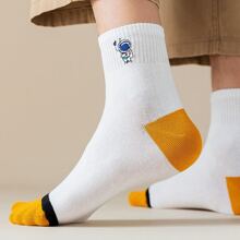 7pairs/Set Men's Astronaut Mid Calf Socks - Multicolor - View 2