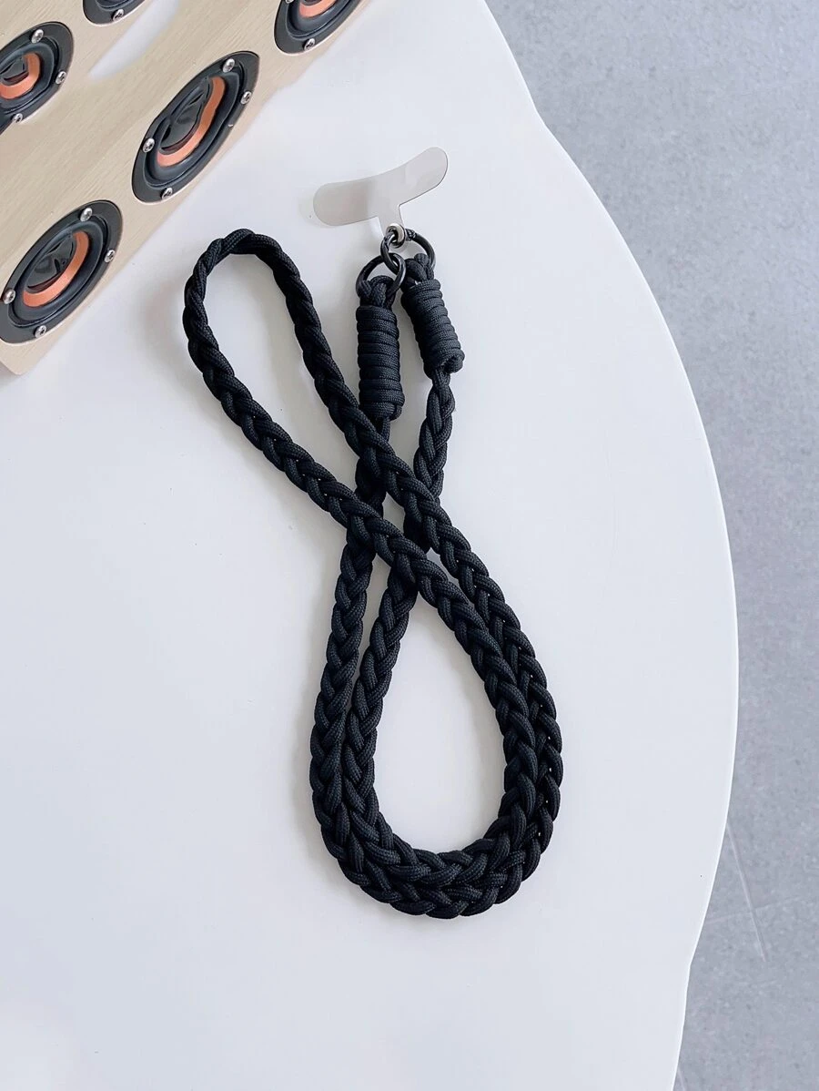 New Color Strong Triple Braided Cord, Compatible With Phone Case, Comes With Neck, Crossbody And Back Strap And Padding Gifts For Mother, Family, Friends, Birthday, Holiday Phone Charm, Phone Chain - Black - View 1