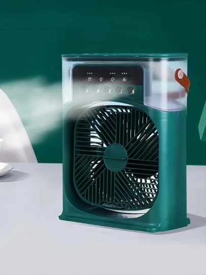1pc Desktop Fan, Mini Household Electric Fan, Dormitory Air Conditioning Fan, Office Cooler, Humidifier, Two In One, Mute, Cooling