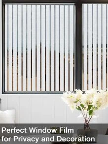 1 Roll Frosted Pvc Decorative Window Film, Matte Stripe Pattern Semi-transparent Insulation Explosion-proof Window Stickers - Multicolor - View 7