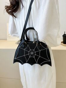 Phong cách Gô-tích Khâu Không đối xứng Mô hình mạng nhện Túi đeo chéo Đối với phụ nữ - màu đen - Xem 3