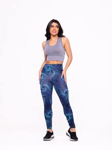 Women Sports Leggings - blue Circle - View 3