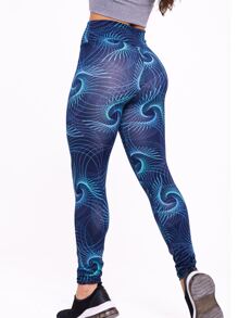 Women Sports Leggings - blue Circle - View 1