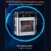 1 件银色无线游戏耳机，带 RGB 灯、充电盒、锌合金机甲风格设计、钛膜双动圈、ANC 和 ENC 降噪、立体声、低延迟、TWS 无线音乐耳机、运动耳机、IPX6 防水 - 銀色 - 查看 4