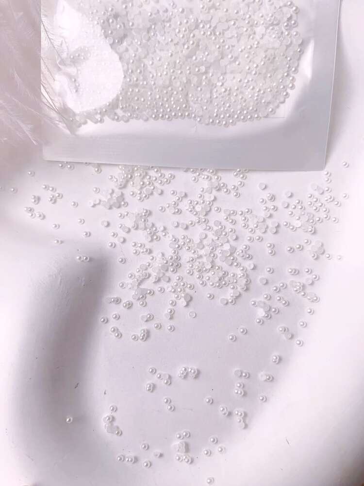 1 Bag Of Beige Semi-Circular Mini Size Nails Charms1.5Mm Faux Pearl Art Decoration Diy Decoration Faux Pearl Japanese Popular Size Multi-Color Mixed Nails Supplies Nail Art Nail Gems