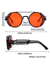 1 件装朋克蒸汽朋克时尚眼镜双弹簧镜腿时尚眼镜潮流圆形时尚眼镜男士哥特式防护眼镜 - 紅色 - 查看 2