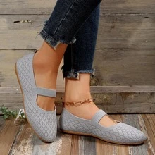 Women's Knitted Honeycomb Breathable Flat - 灰色 - 查看 4