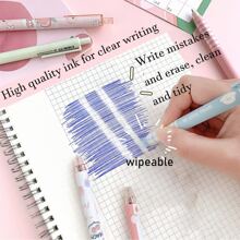 3/6/9pcs Push-Button Erasable Pens, Blue, Magic Pen, Children Stationery, Student Prizes, Writing Pens, Ballpoint Pens (Pattern Random) - Blue - View 12