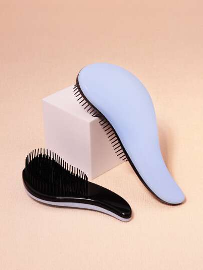 两把装顺发梳，大小号PP材质，简约纯色，干湿两用，适用于理发店、美容院、返校季、旅行度假等场合，女士美发配件，梳子，顺发梳，球形梳，迷你梳子套装，木梳，后梳，发梳，边缘梳，梳子套装，梳子，发梳