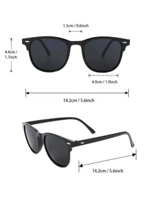 1 件男士经典黑色几何方形装饰时尚眼镜，适合夏季户外活动休闲太阳镜配饰沙滩配饰眼镜太阳镜，适合夏季海滩度假、户外、旅行 - 灰色 - 查看 7