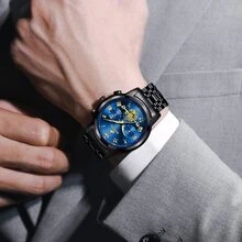 ERNIE KLEIN 2859g Black Casing & Blue Dial Quartz Watch - Navy Blue - View 7