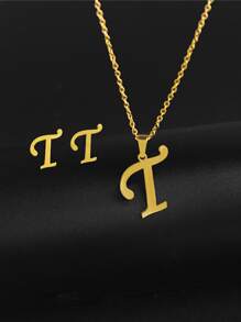 3 Stücke Campus Stil Damen Halskette Ohrringe 26 Schmuck Set Geeignet für Geschenk Party Verwenden