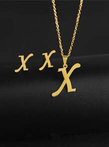 3 Stücke Campus Stil Damen Halskette Ohrringe 26 Schmuck Set Geeignet für Geschenk Party Verwenden
