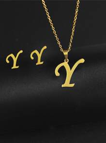 3 Stücke Campus Stil Damen Halskette Ohrringe 26 Schmuck Set Geeignet für Geschenk Party Verwenden