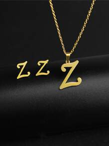 3 Stücke Campus Stil Damen Halskette Ohrringe 26 Schmuck Set Geeignet für Geschenk Party Verwenden