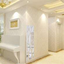 3D鏡子牆貼樹亞克力貼花DIY藝術鏡面牆貼適用於電視背景家庭客廳臥室裝飾 - 銀色 - 查看 7