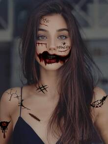 Halloween Makeup Realistic Temporary Tattoo Sticker - Multicolor - View 1