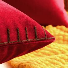 1pc Soft Velvet Christmas Tree Embroidered Pillow Cover , 45*45CM , Red - Merah - View 10