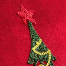 1pc Soft Velvet Christmas Tree Embroidered Pillow Cover , 45*45CM , Red - Merah - View 9