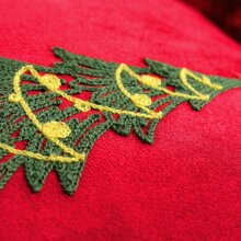 1pc Soft Velvet Christmas Tree Embroidered Pillow Cover , 45*45CM , Red - Merah - View 8