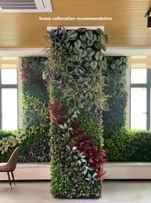 1pc 50cm*50cm Square Eucalyptus Plastic Artificial Plant Wall Background - màu xanh lá - Xem 8