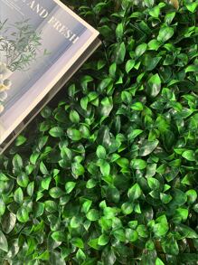 1pc 50cm*50cm Square Eucalyptus Plastic Artificial Plant Wall Background - màu xanh lá - Xem 2